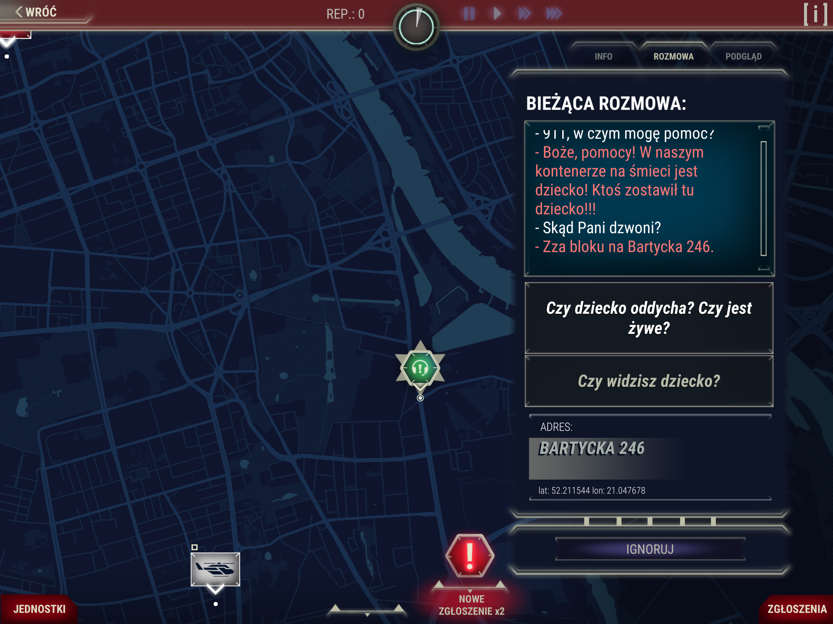Pościg policyjny na mapie OSM